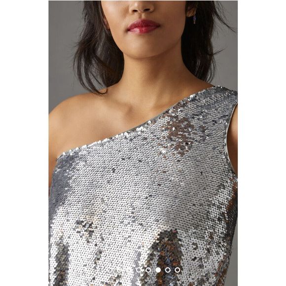 New Anthropologie Maeve One-Shoulder Sequin Dress Size Xtra Large - Picture 5 of 11